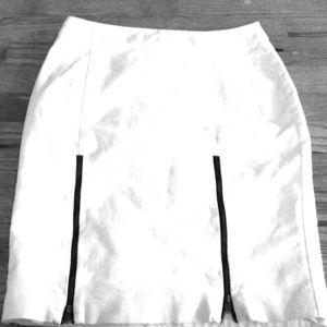 White skirt with two black zippers up front,Size 6